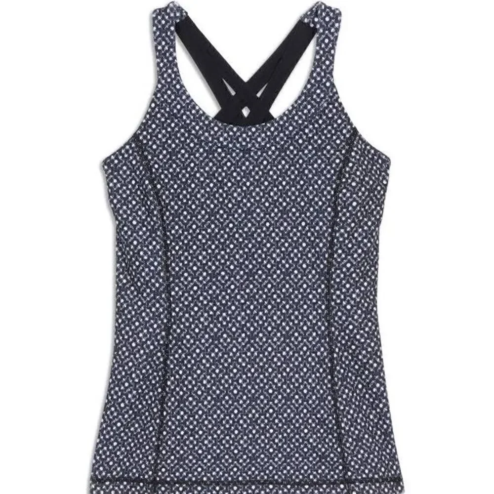 Lululemon Enhearten Millie Mesh Black White Criss Cross Tank 4